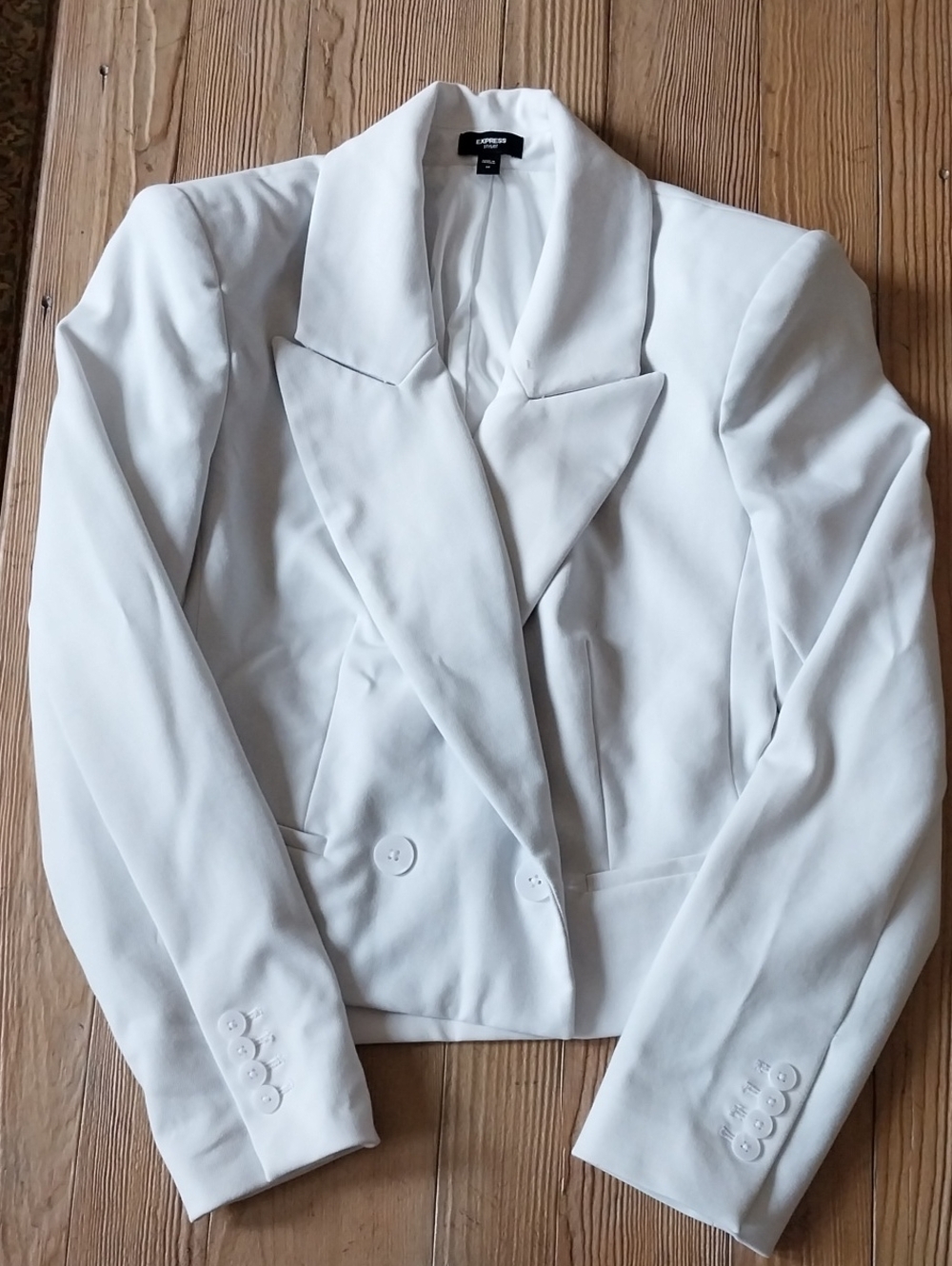 Express White Double-Breasted Tailored Blazer